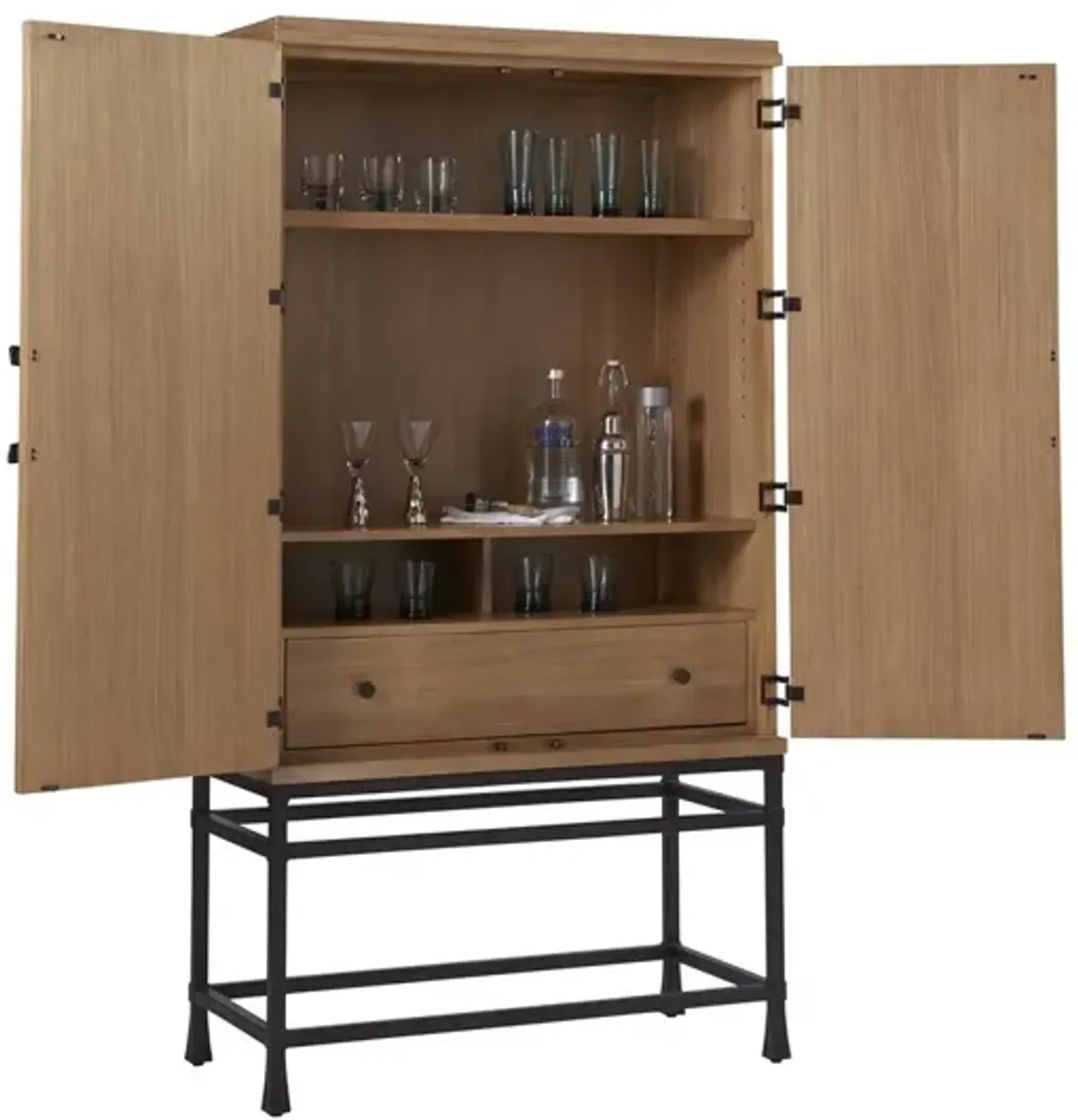 Barclay Butera by Lexington Newport Jade 42.25 Inch Wood & Metal Bar/Chest On Stand Brown