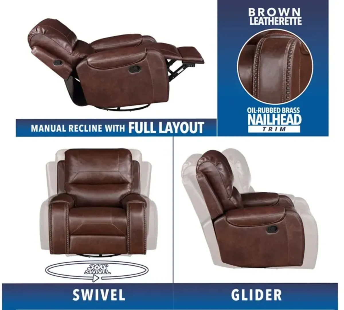 Steve Silver Keily Brown Manual Motion Recliner Chair