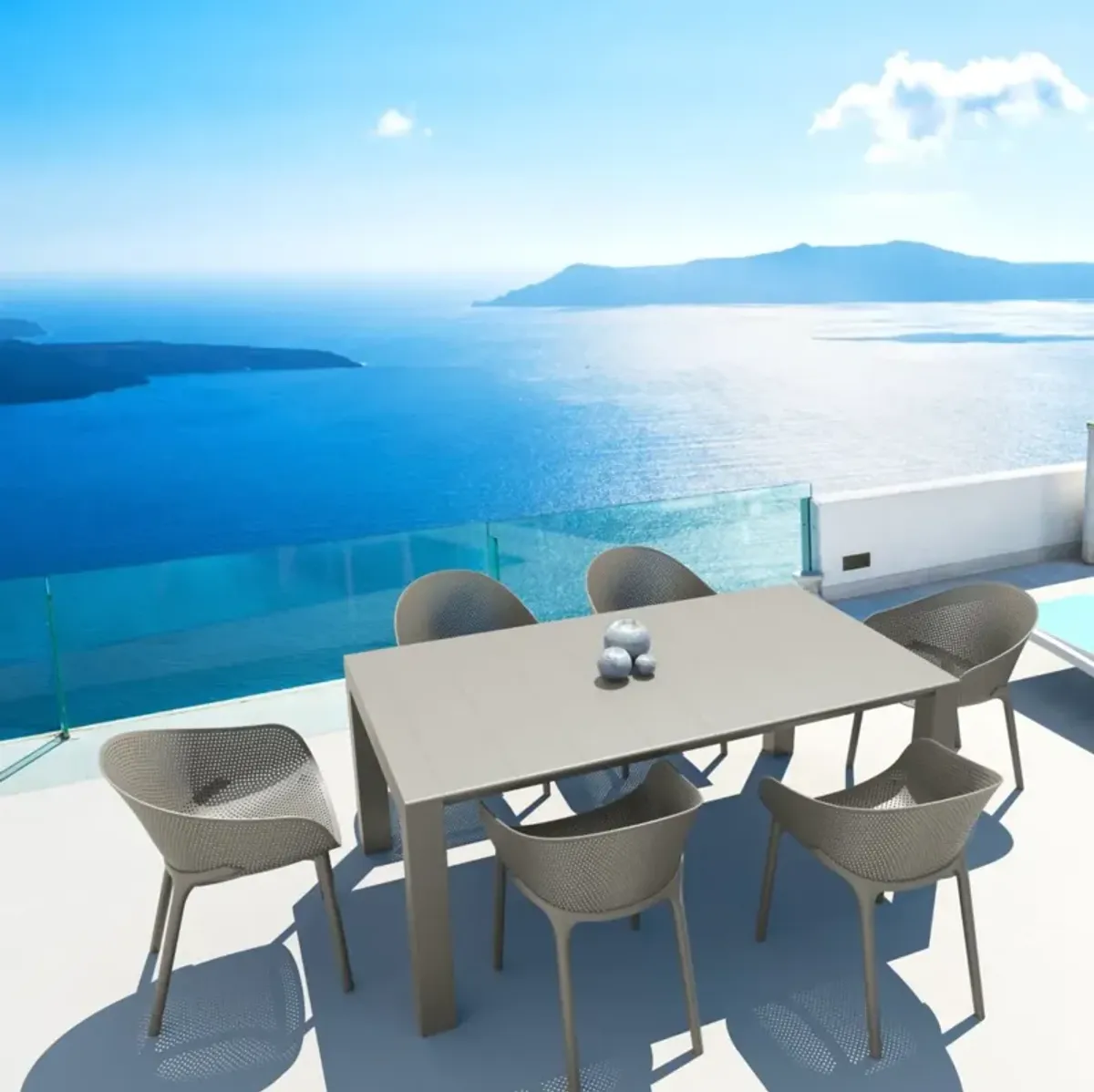 Compamia Sky Extendable Outdoor Dining Set 7-Piece Taupe