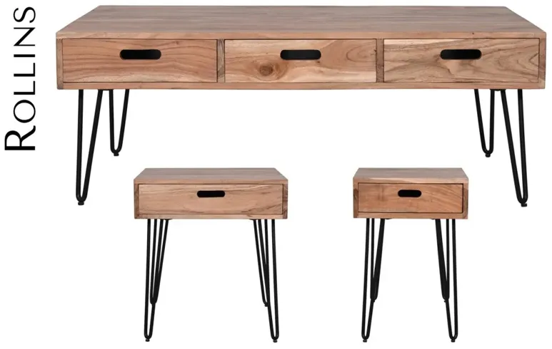 ROLLINS 3 DRAWER COFFEE TABLE NATURAL