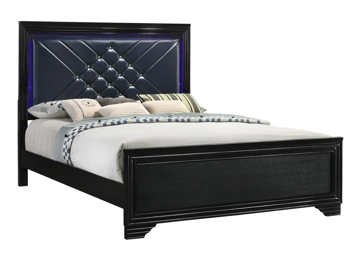 Coaster Penelope Wood King Led Panel Bed Midnight Star