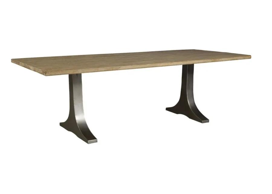 NEVA 94 INCH DINING TABLE - NICKEL PLATED IRON WITH AGED WHITE FINISH