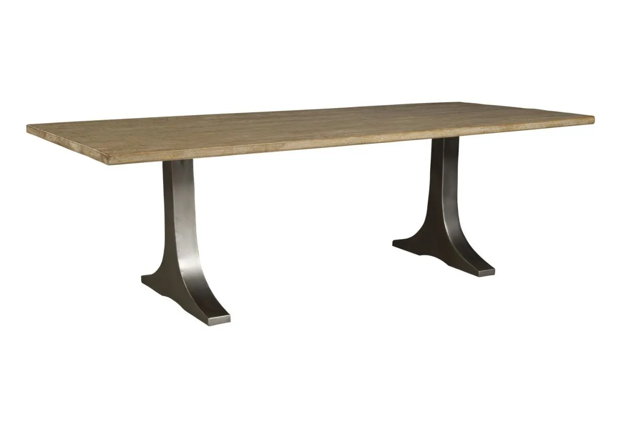 NEVA 94 INCH DINING TABLE - NICKEL PLATED IRON WITH AGED WHITE FINISH