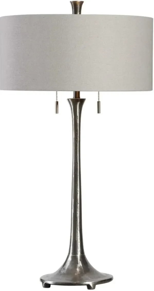 Uttermost Aliso Cast Iron Table Lamp with Grey Fabric Shade