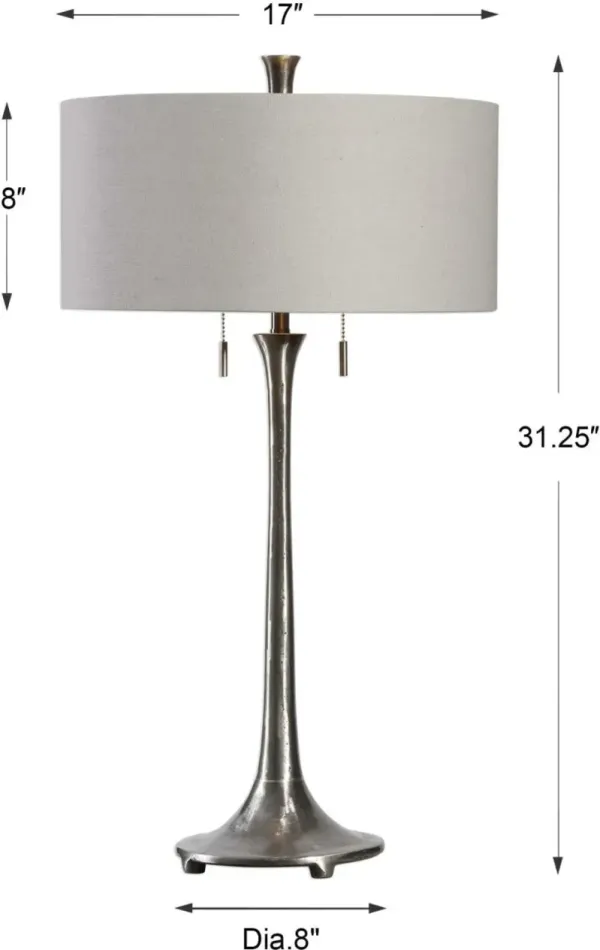 Uttermost Aliso Cast Iron Table Lamp with Grey Fabric Shade