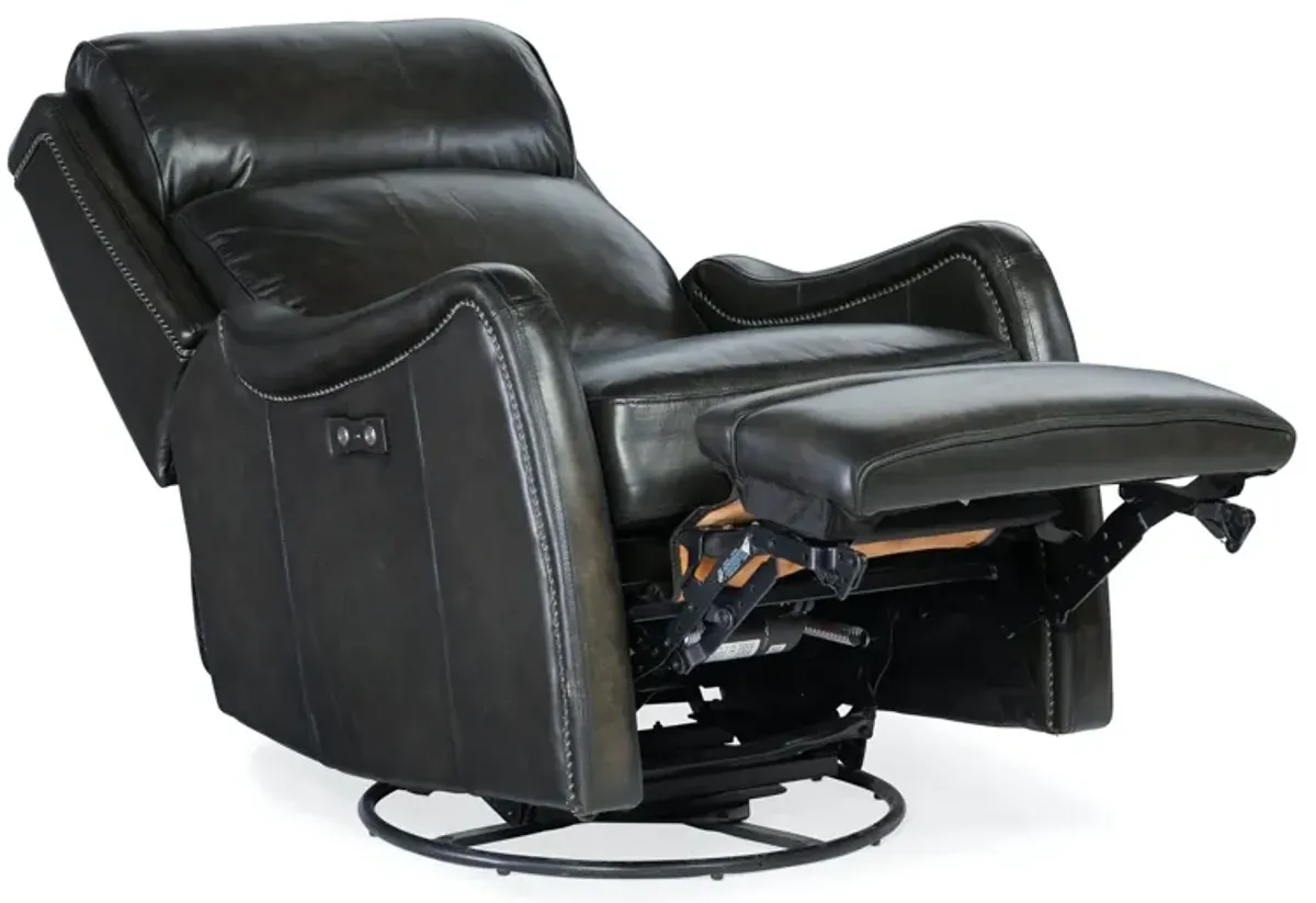 Hooker Furniture Stark Brindisi Trinita Leather Power Swivel Glider Recliner