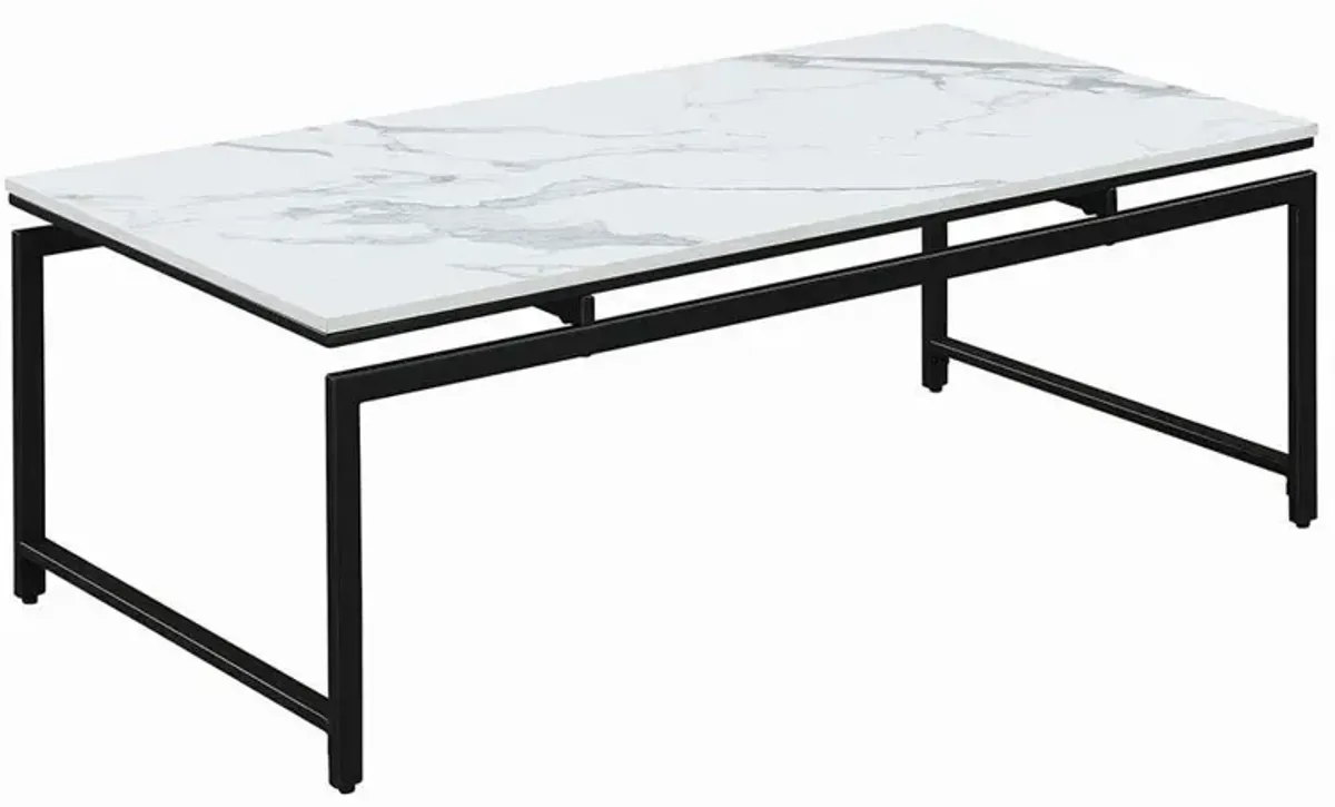 Coaster Clark 3-Piece Faux Marble Top Coffee Table Set White