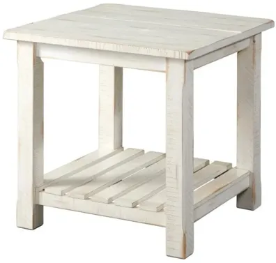 BARN DOOR COLLECTION END TABLE IN ANTIQUE WHITE