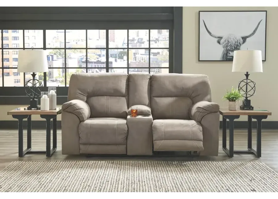 CAVALCADE POWER RECLINING LOVESEAT WITH CONSOLE SLATE BENCHCRAFT