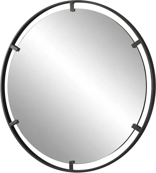 Uttermost Cashel Satin Black Round Iron Mirror