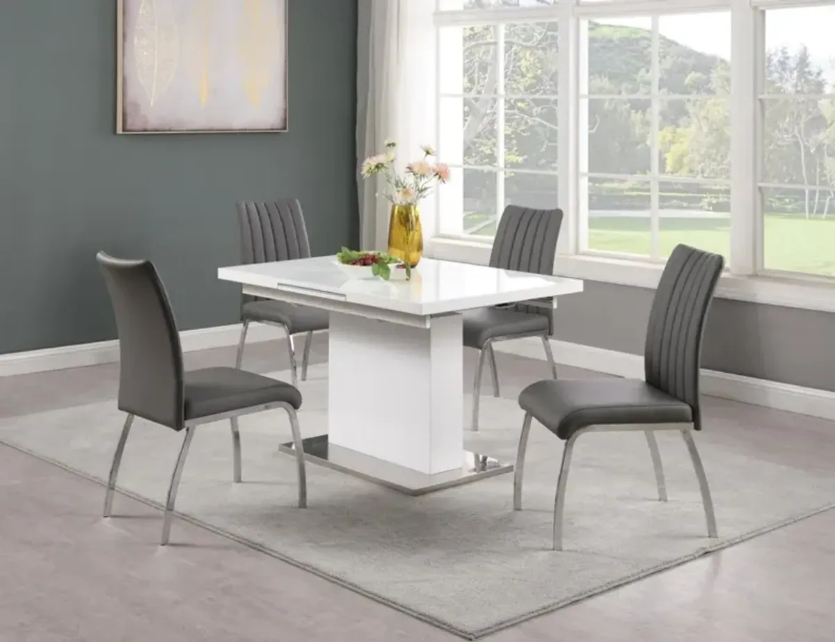 Chintaly Vanessa Contemporary Pop-Up-Extendable White Glass Dining Table