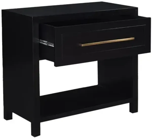 Noble Furniture Wilmont 1-Drawer Nightstand in Plain Black Smooth Finish