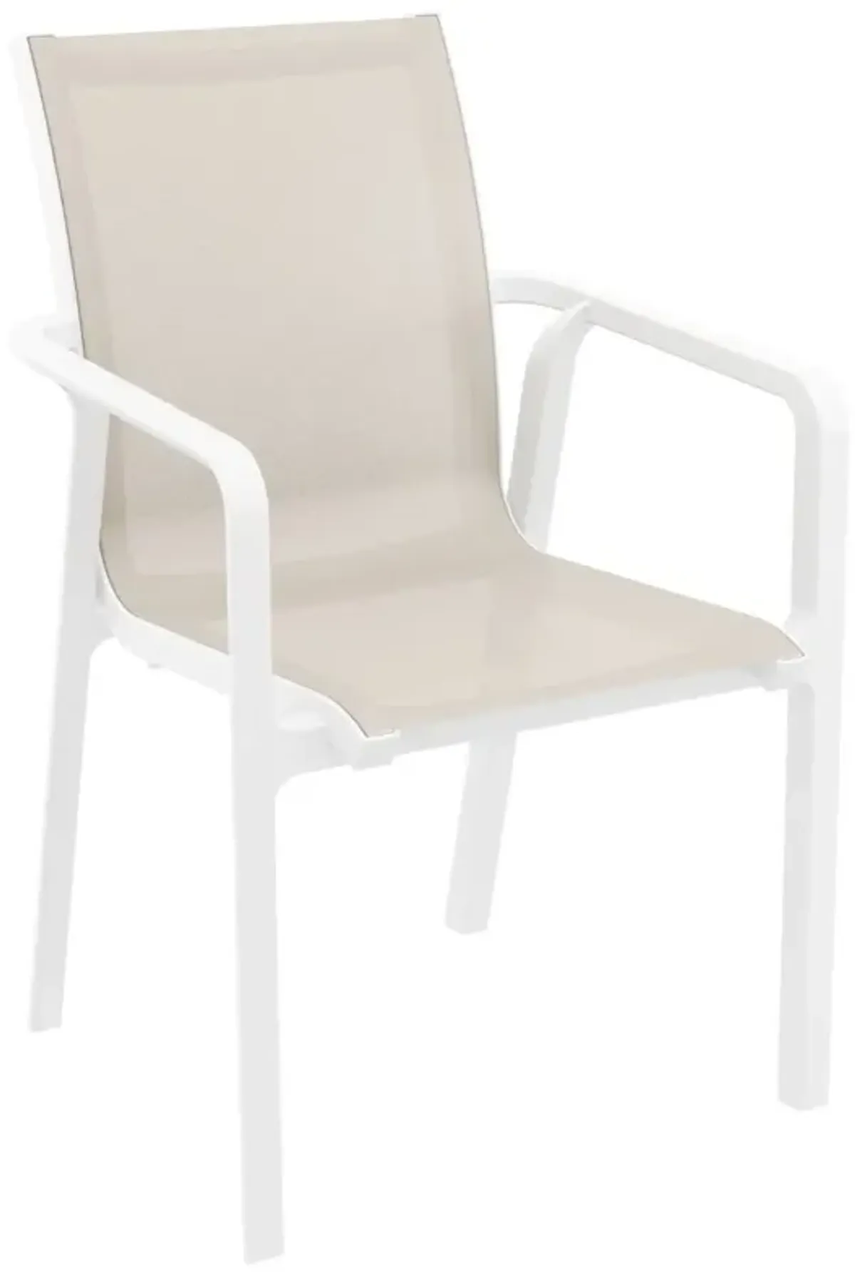 Compamia Pacific Taupe Sling Arm Patio Chair White Frame