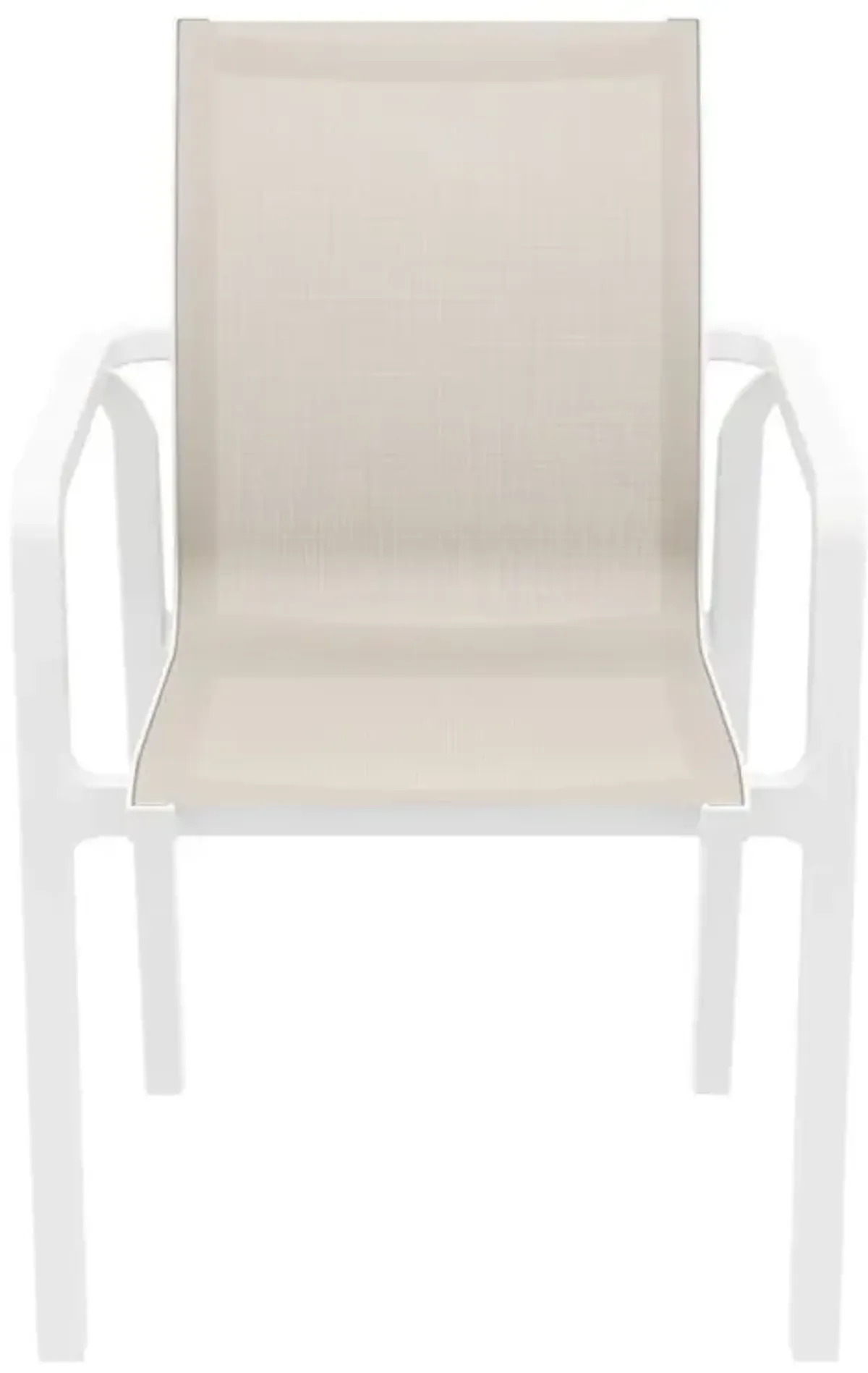 Compamia Pacific Taupe Sling Arm Patio Chair White Frame