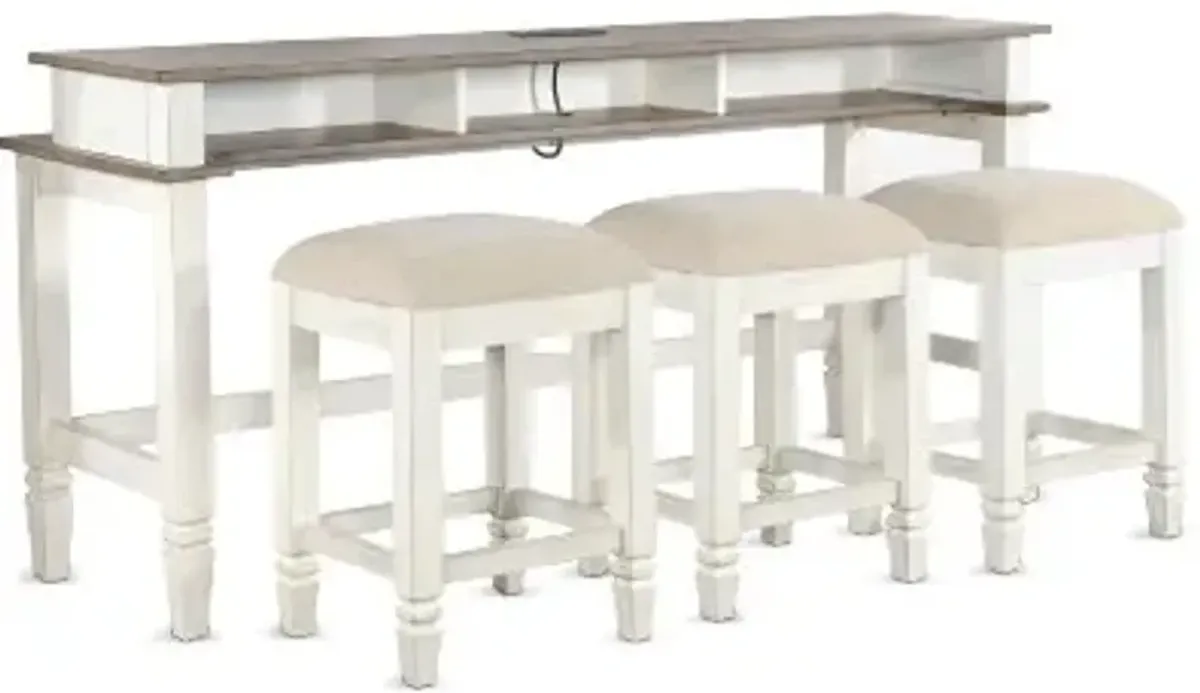 Sunny Designs Pasadena Marble White & Buck Skin Console Table with Usb Power Plug