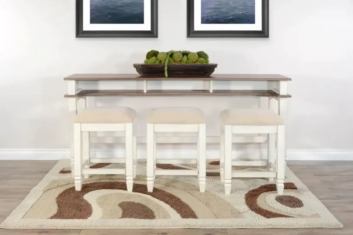 Sunny Designs Pasadena Marble White & Buck Skin Console Table with Usb Power Plug