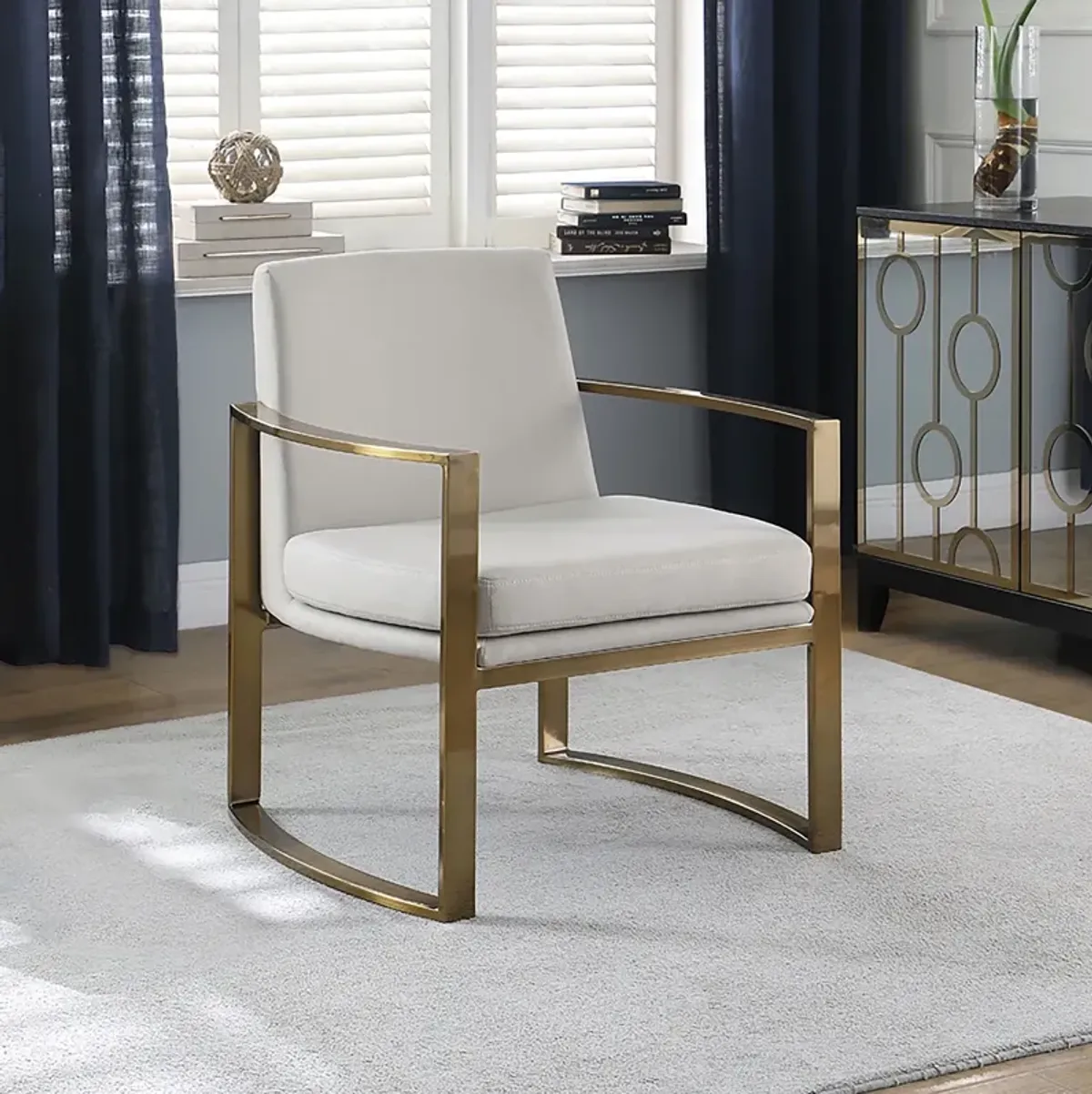 Coaster Cory Upholstered Arched Arm Accent Chair Cream