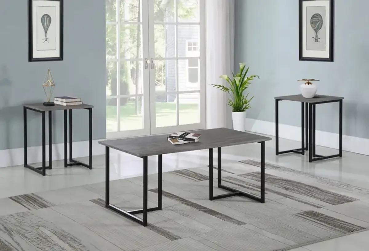 Coaster Nyla 3-Piece Engineered Wood Coffee Table Set Weathered Grey