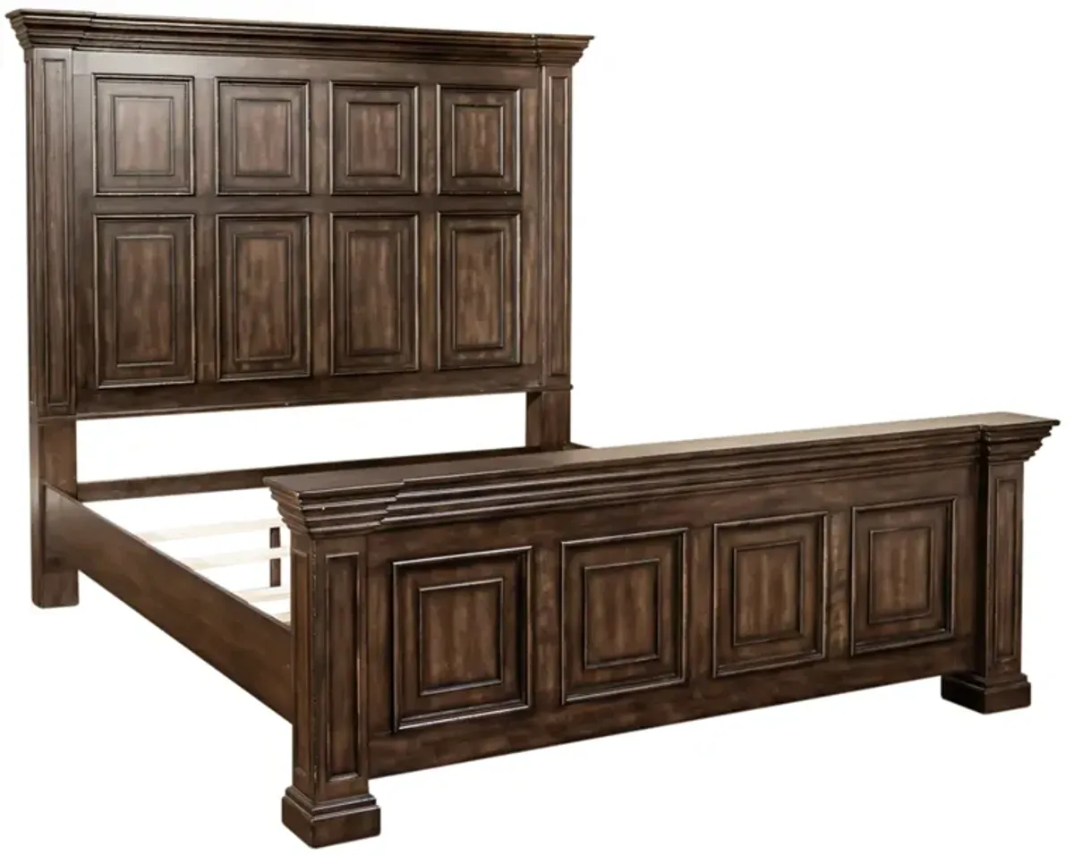 Liberty Furniture Complete King Bedroom Set Panel Brownstone Finish Bed, Dresser, Mirror & Nightstand Big Valley