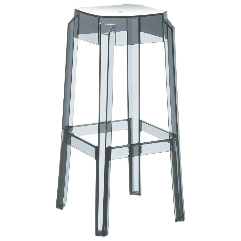 FOX POLYCARBONATE BAR STOOL TRANSPARENT SMOKE GRAY