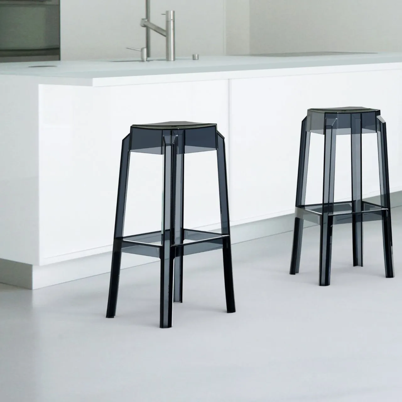 FOX POLYCARBONATE BAR STOOL TRANSPARENT SMOKE GRAY