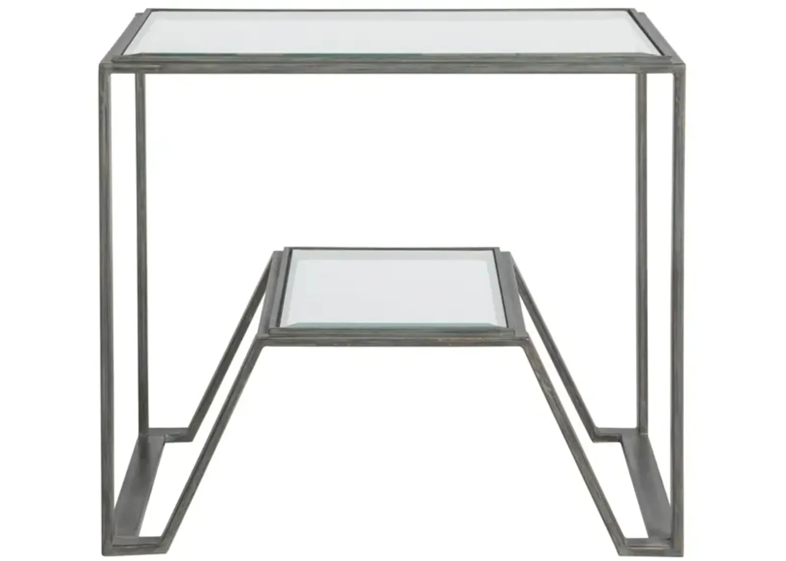 Artistica Home by Lexington Metal Designs Byron 28 Inch Rectangular Metal End Table Iron Gray/Clear