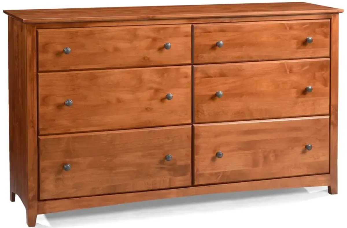 Archbold Shaker 6-Drawer Dresser in a Tuscan Brown Finish