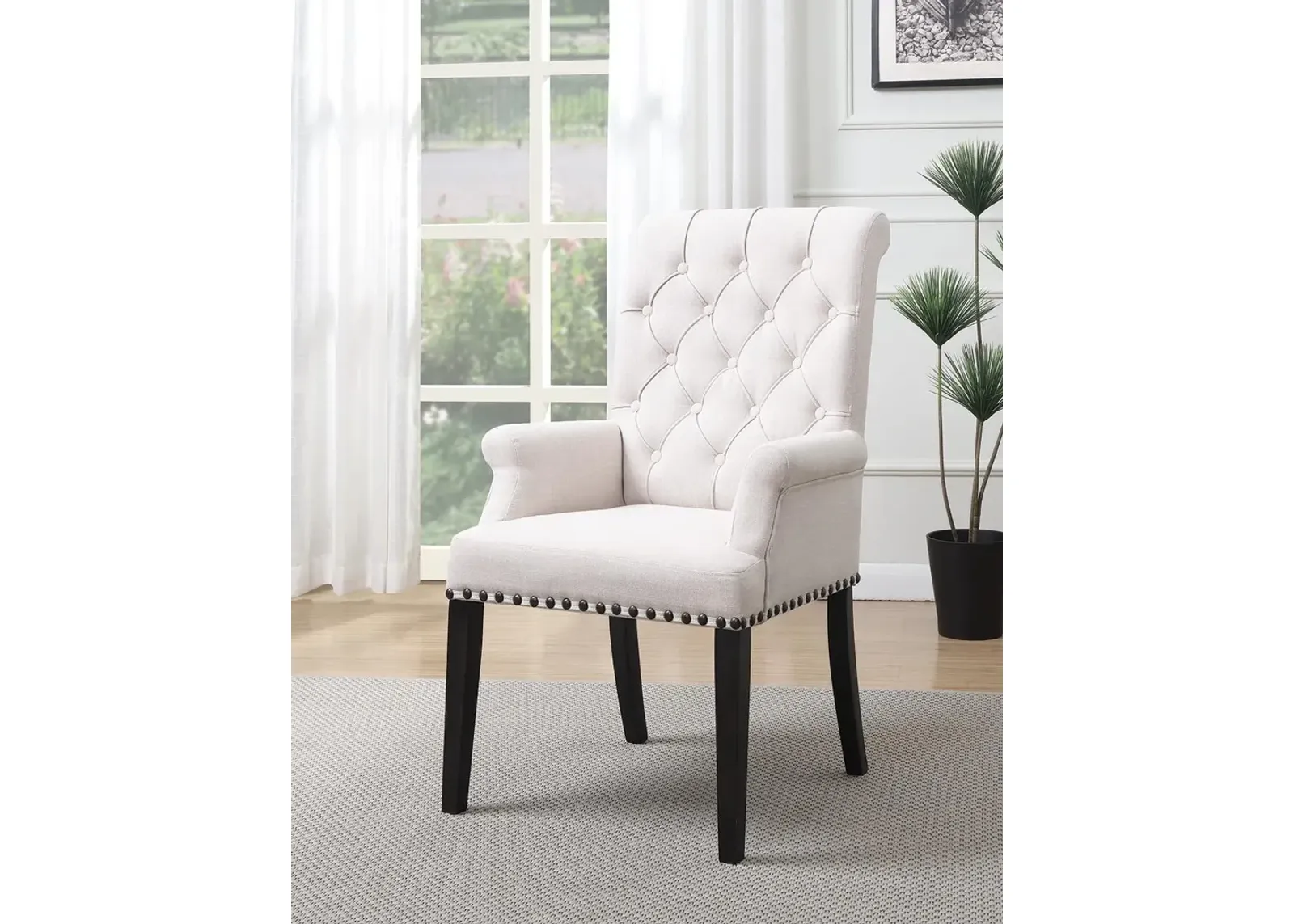 Coaster Alana Fabric Upholstered Dining Arm Chair Beige