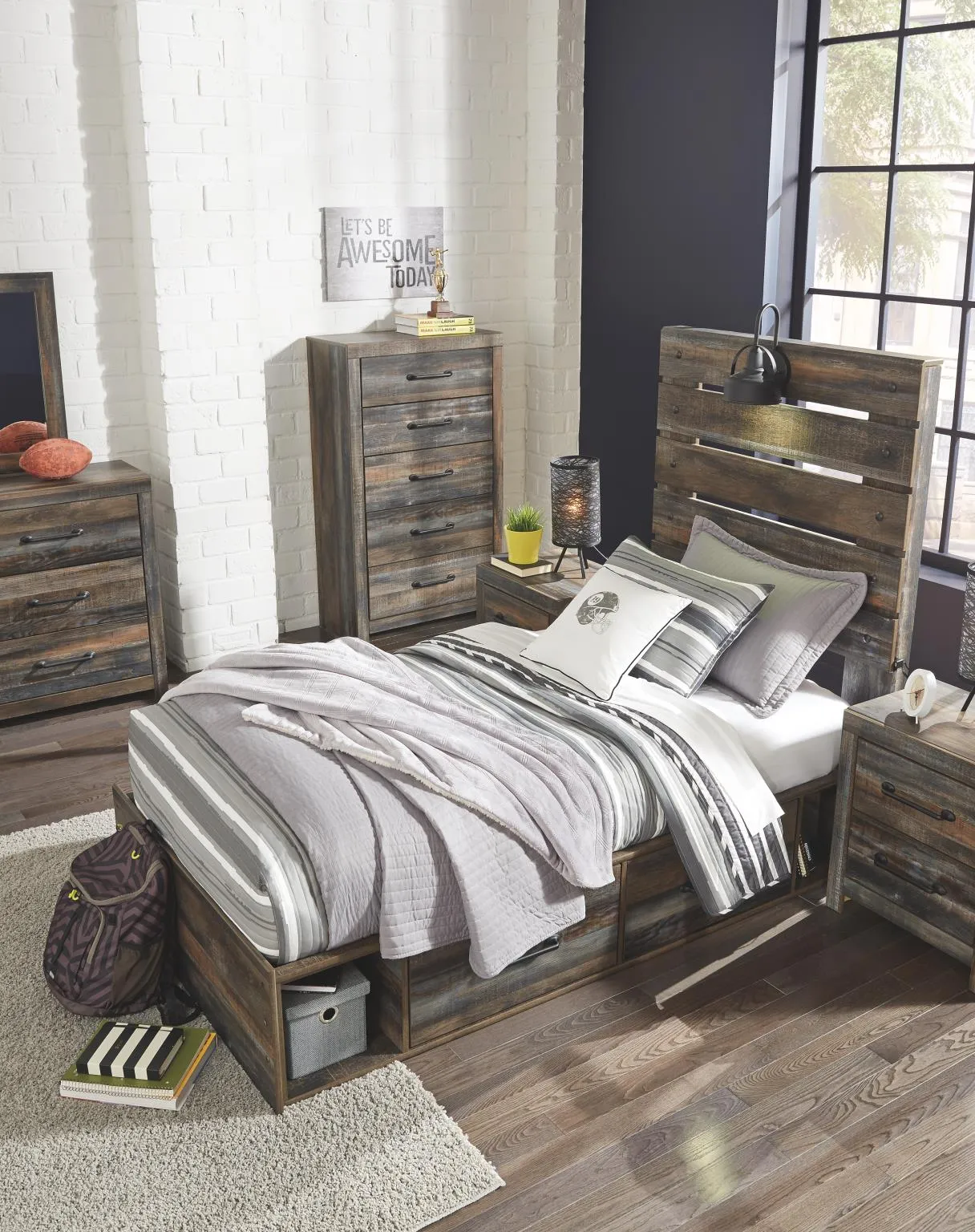 DRYSTAN TWIN PANEL BED WITH 2 STORAGE DRAWERS MULTI SIGNATURE DESIGN