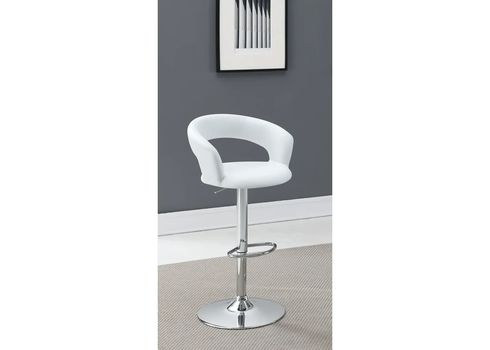 Coaster Barraza 29 Inch Adjustable Height Bar Stool White & Chrome