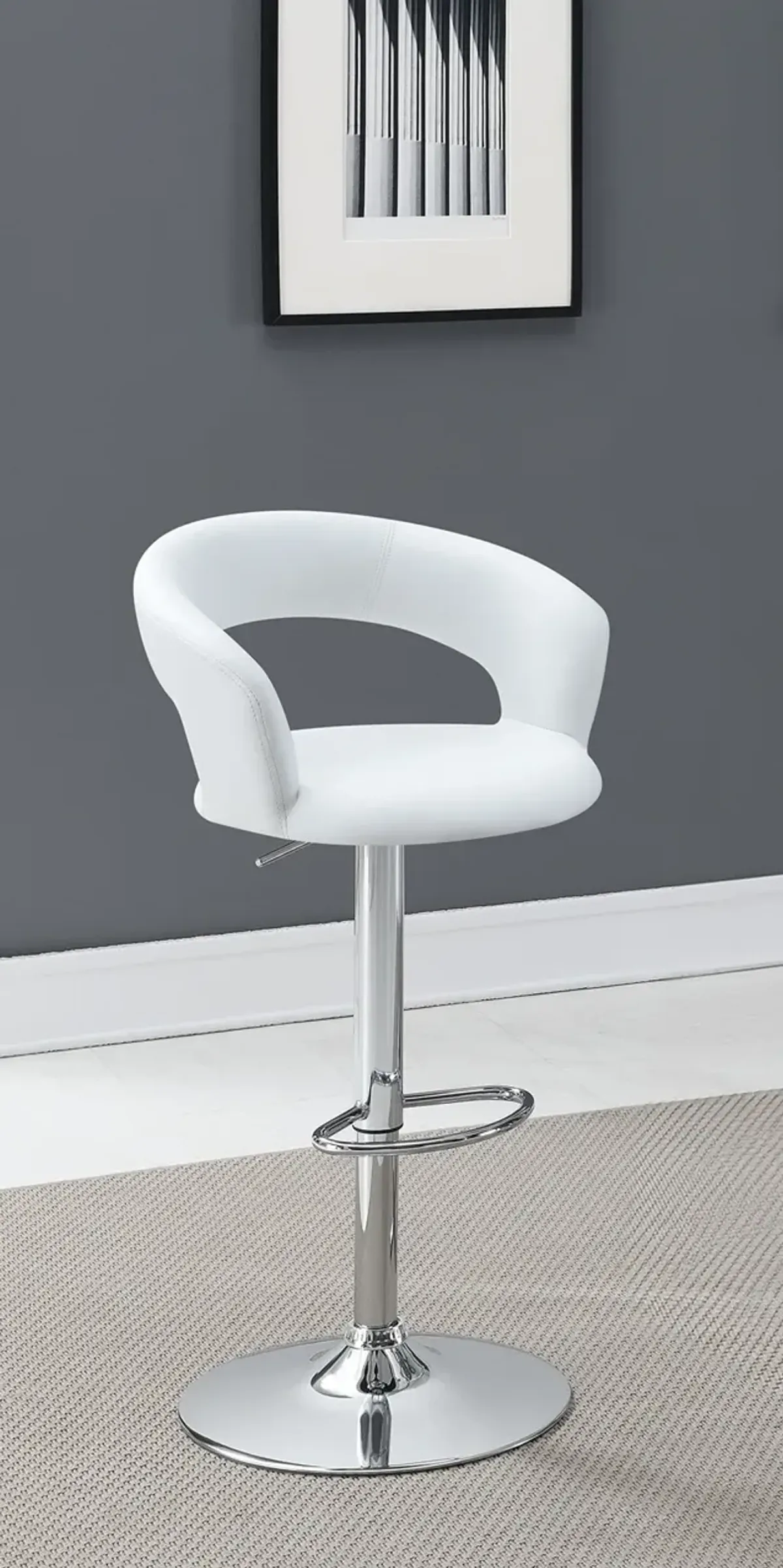 Coaster Barraza 29 Inch Adjustable Height Bar Stool White & Chrome