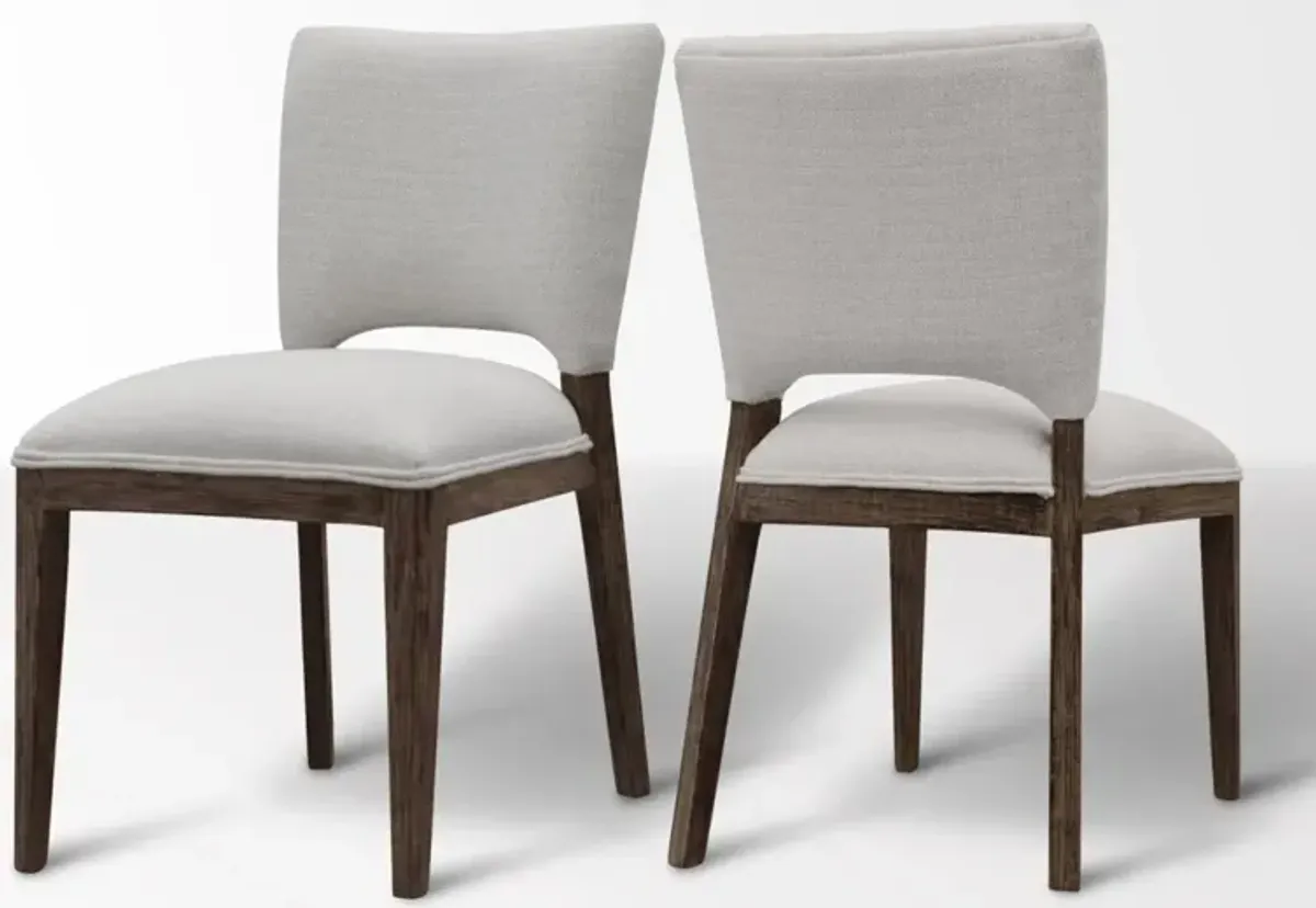 UP TOWN SIDE DINING CHAIR WITH KONA FINISH & ATENA SNOW FABRIC