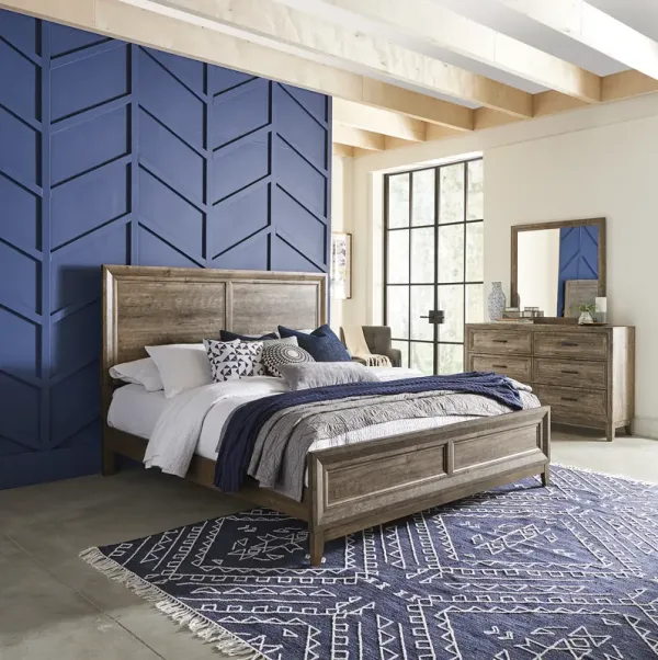 Liberty Furniture Complete King Bedroom Set Panel Bed, Dresser & Mirror Ridgecrest