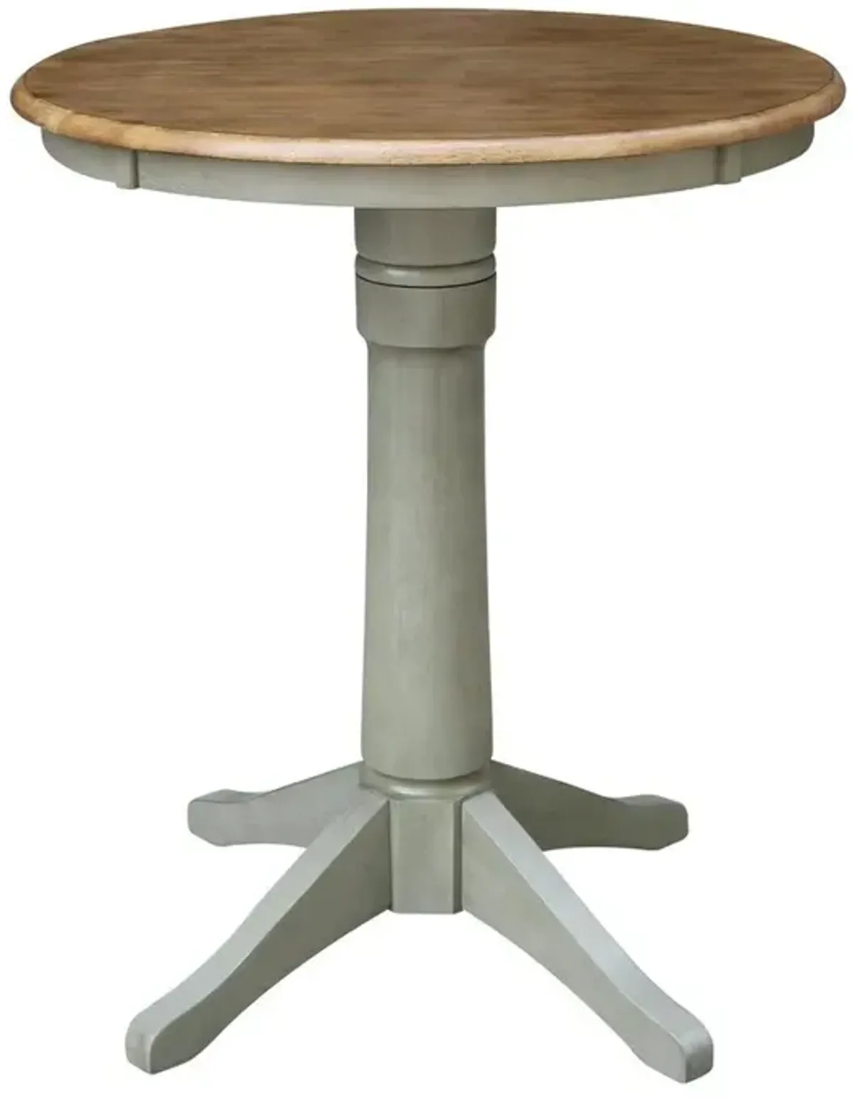 DINING ESSENTIALS 30" ROUND TABLE TOP WITH 36" TRANSITIONAL PEDESTAL BASE WITH EXTENSION IN HICKORY/STONE