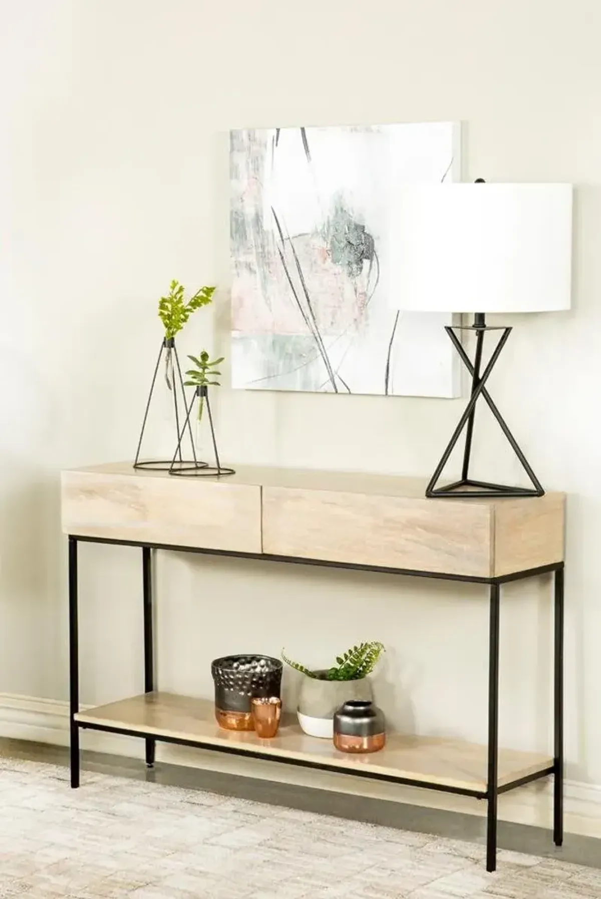 Coaster Rubeus 2-Drawer Wood Entryway Console Table White Washed