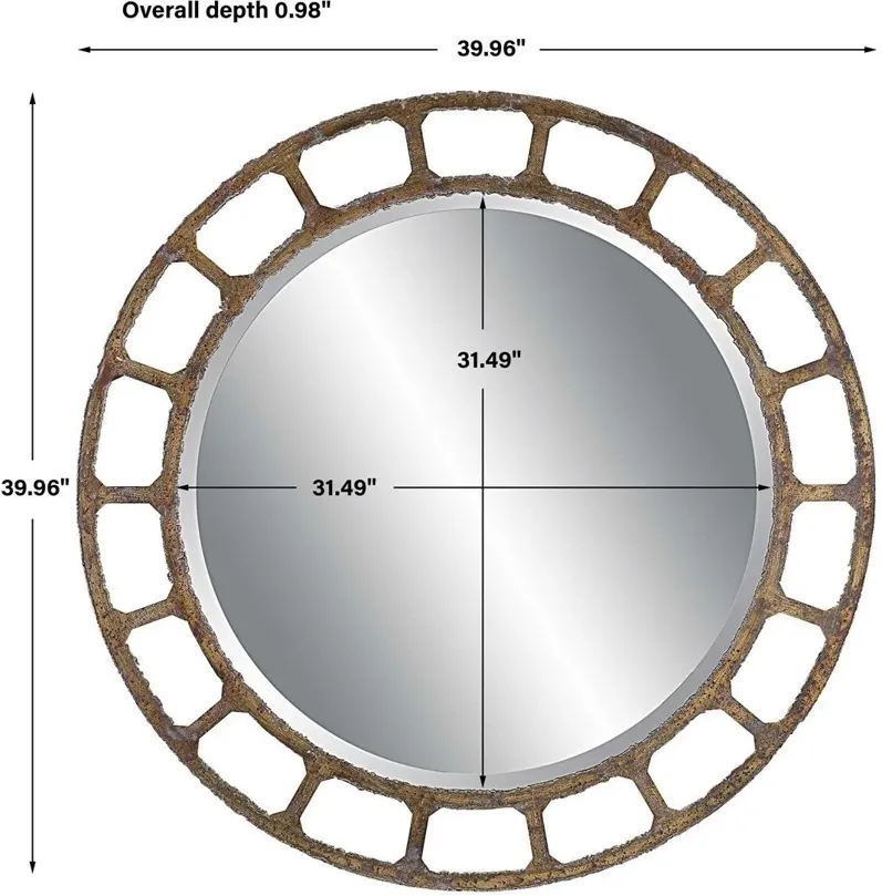 DARBY AGED GOLDEN BRONZE ROUND MIRROR