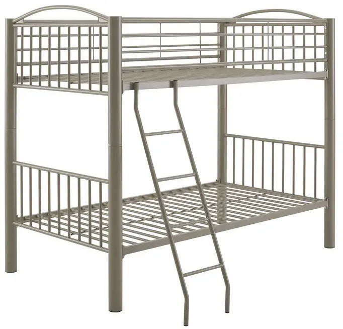 HEAVY METAL PEWTER TWIN OVER TWIN BUNK BED