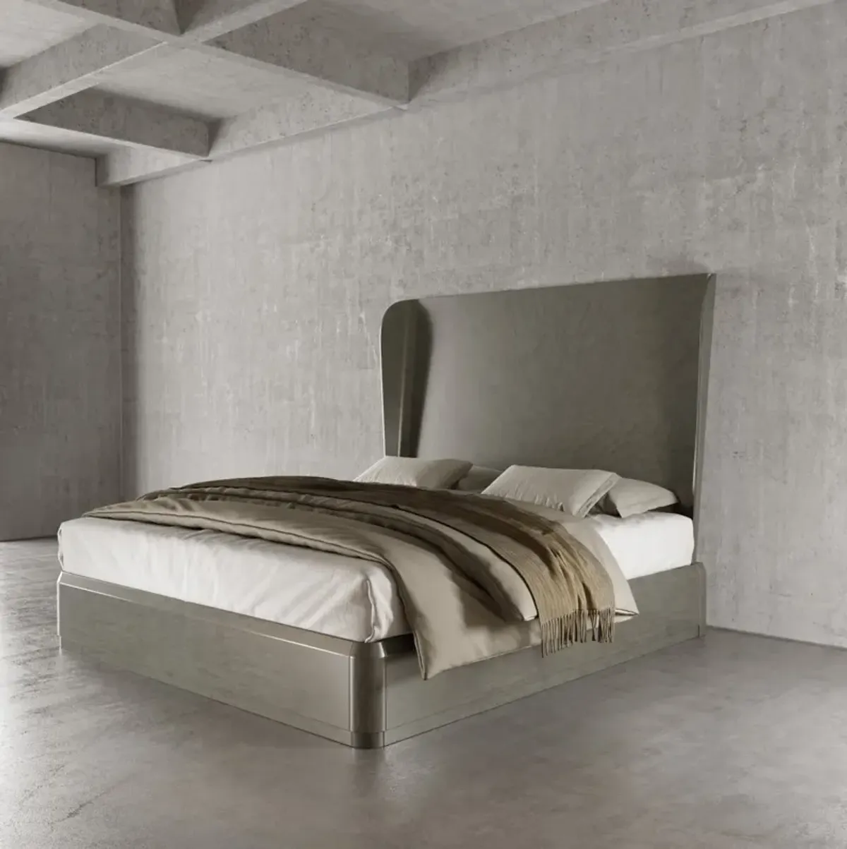 Casa Inspirata Continental California King Bed in Argento Medium Grey Wood Finish