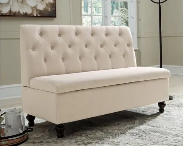 GWENDALE STORAGE BENCH LIGHT BEIGE SIGNATURE DESIGN