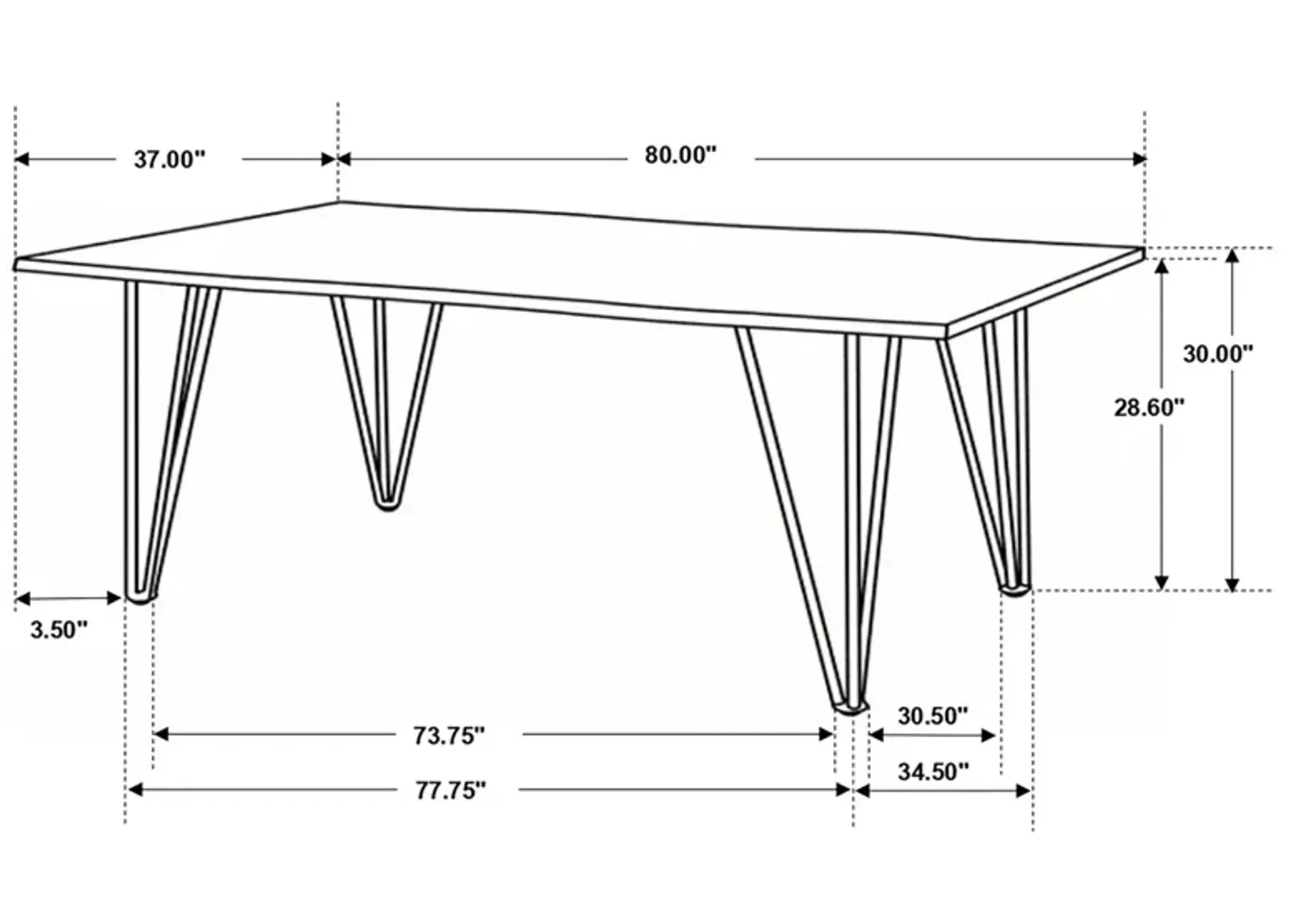 Coaster Neve 80 Inch Live Edge Dining Table Grey Sheesham