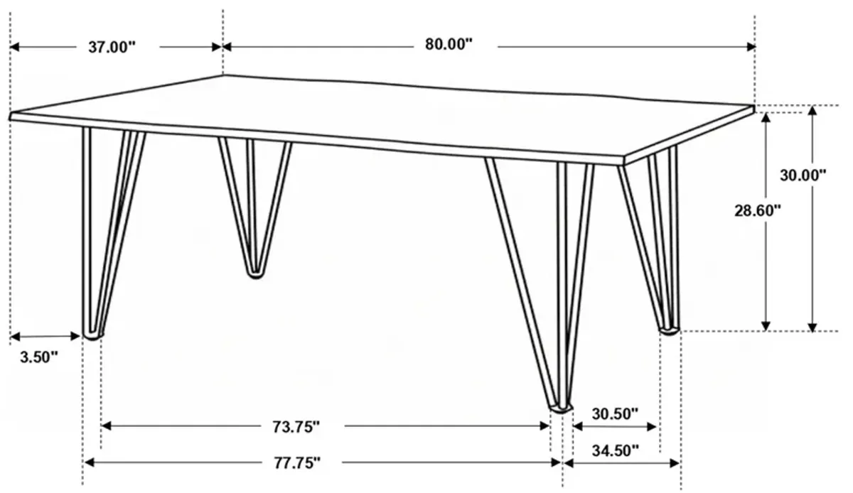 Coaster Neve 80 Inch Live Edge Dining Table Grey Sheesham