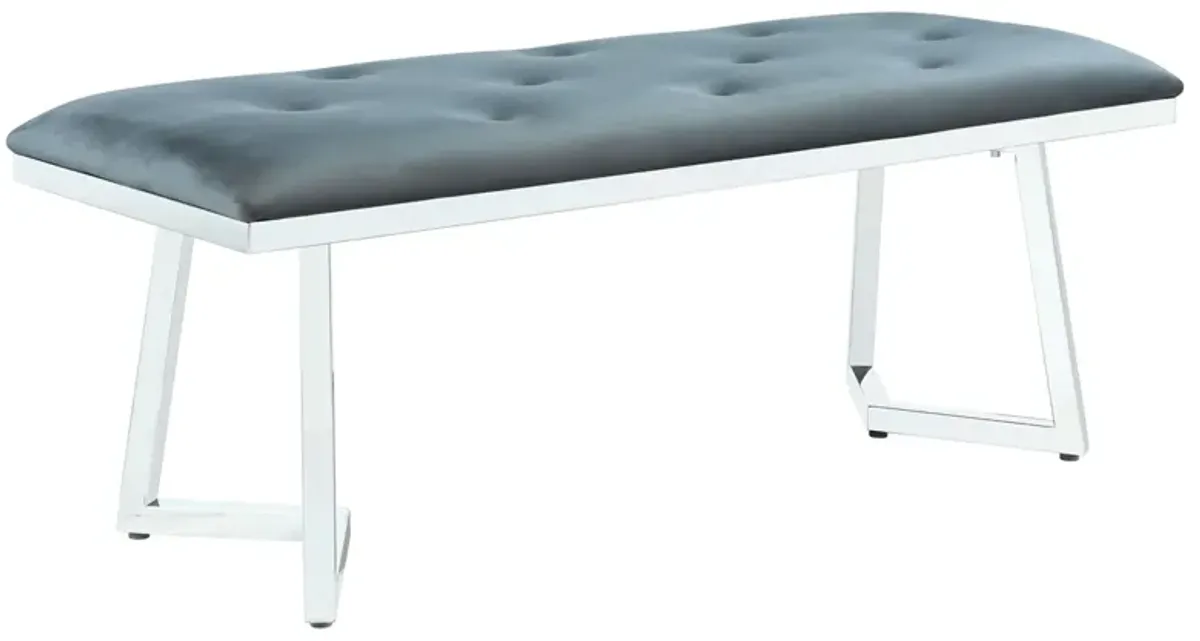 Coaster Beaufort Velvet Upholstered Dining Bench Steel Grey