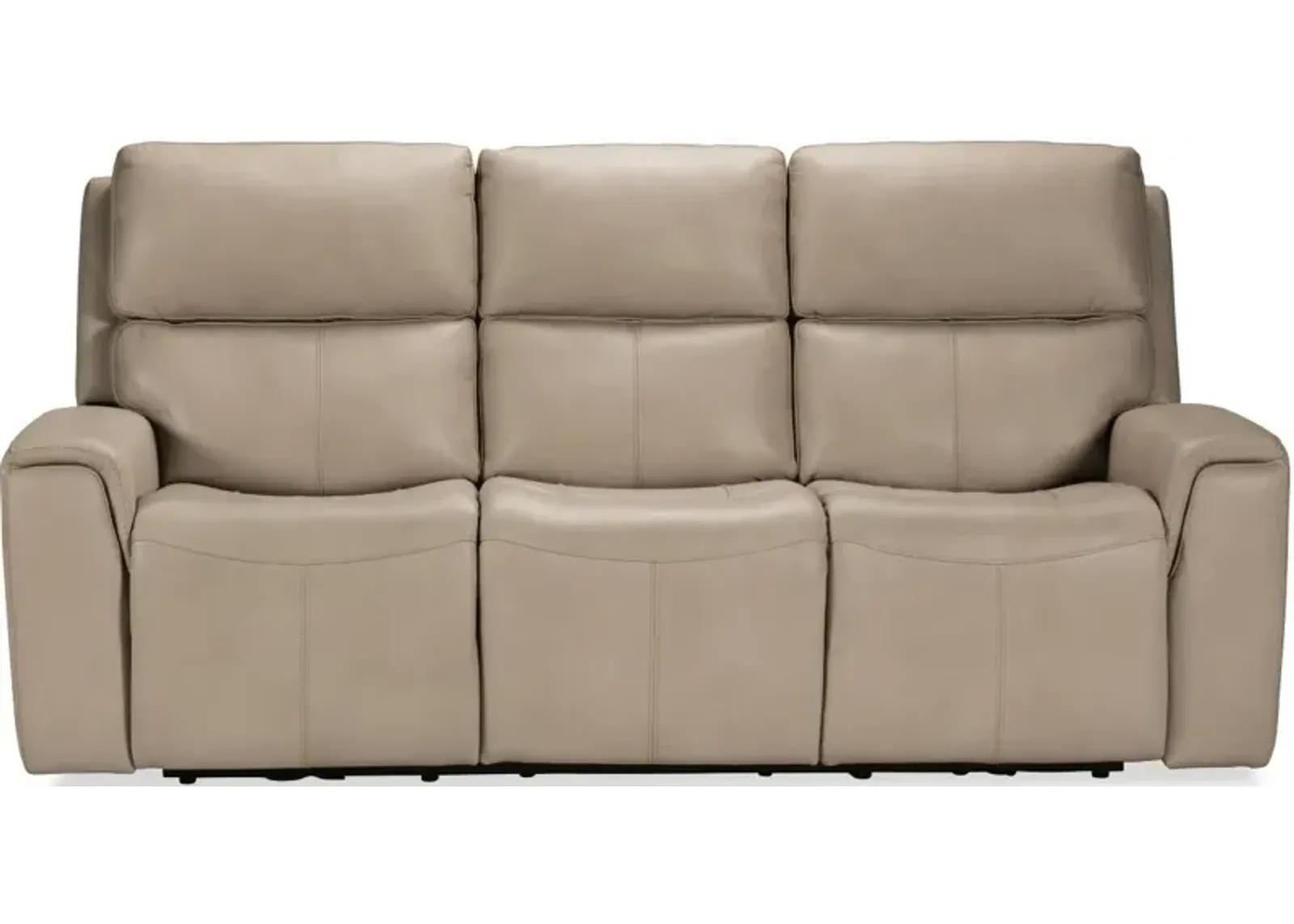 Flexsteel Jarvis Parchment Reclining Leather Sofa with Power Headrests