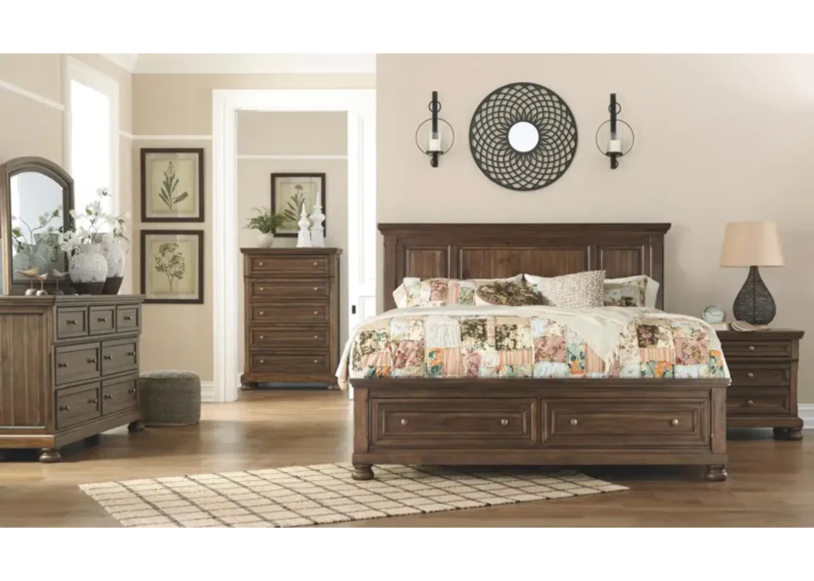 Ashley Flynnter Medium Brown California King Panel Bed with Storage