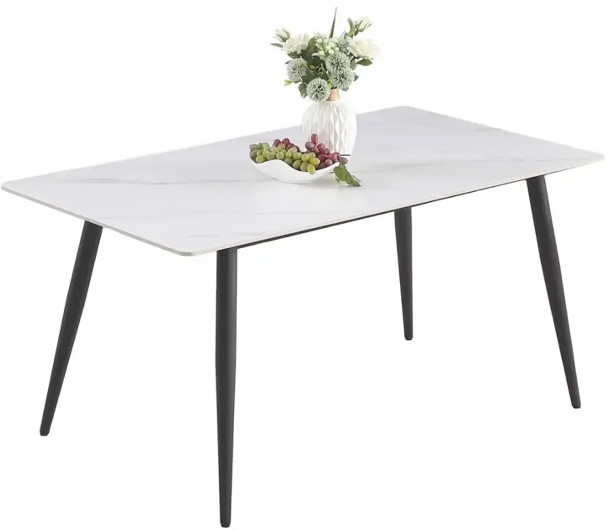 Chintaly Kingsley Contemporary Sintered Stone Dining Table with Steel Legs