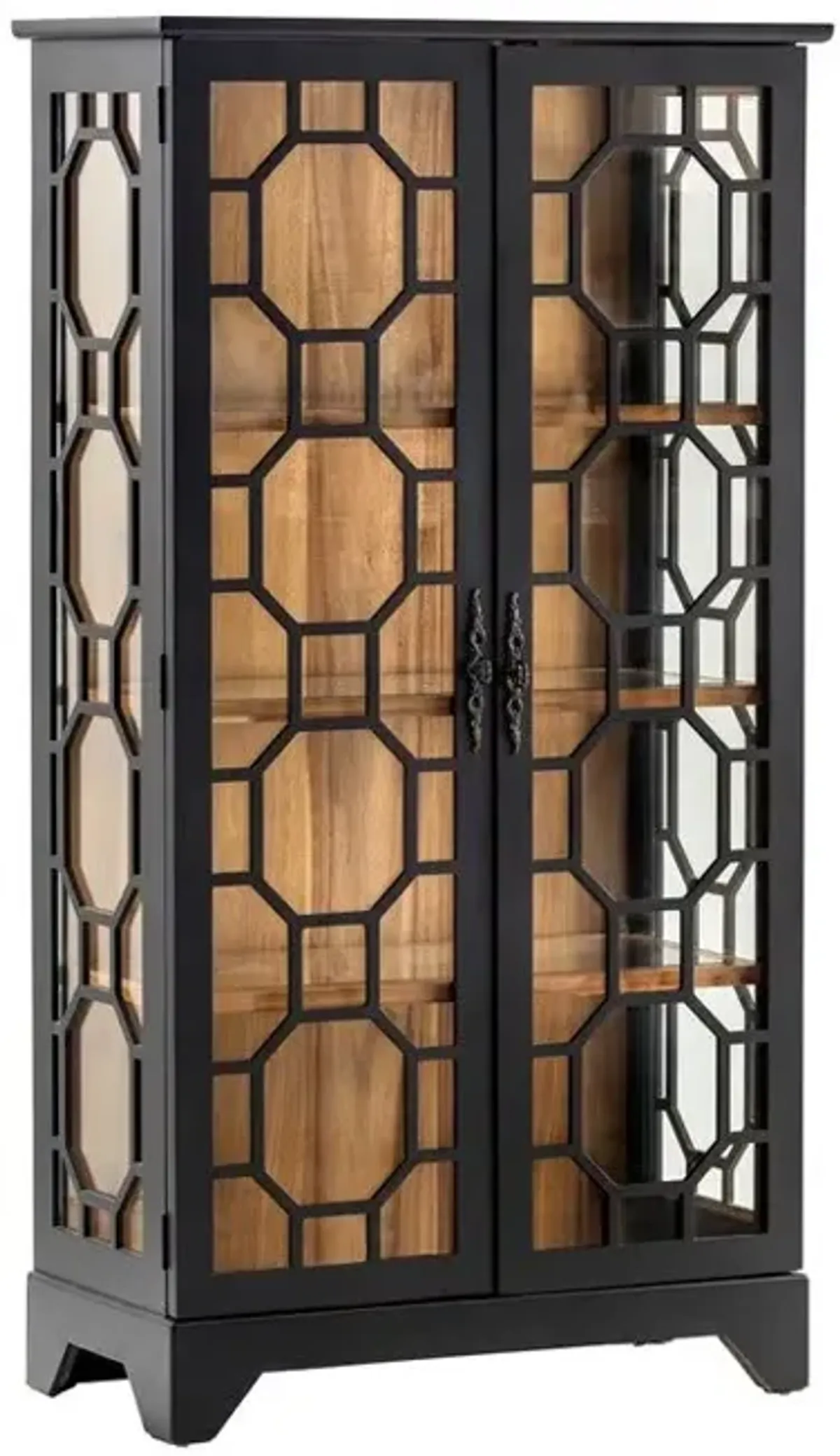 Crestview Livingston Beige/Black Curio Cabinet