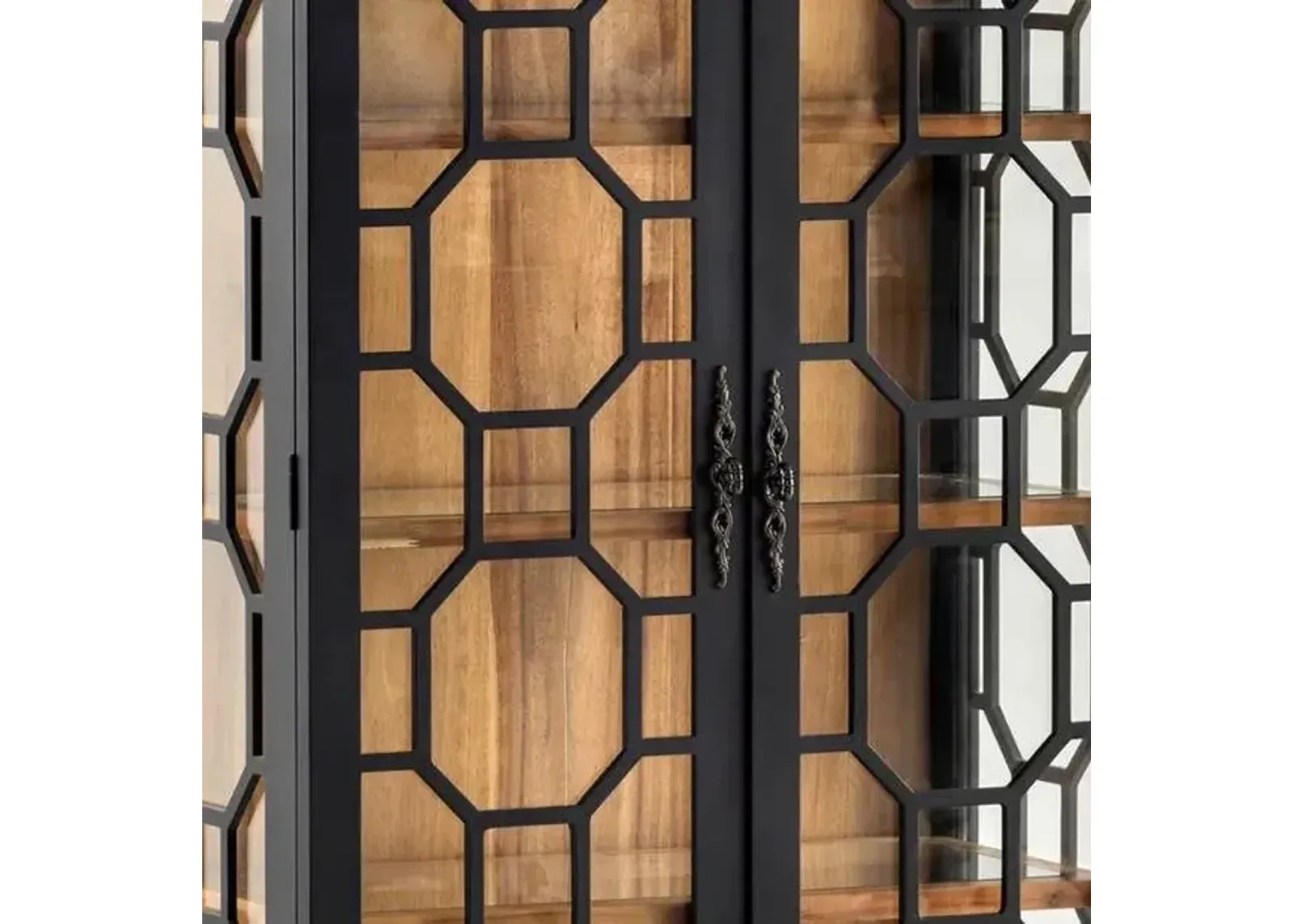 Crestview Livingston Beige/Black Curio Cabinet