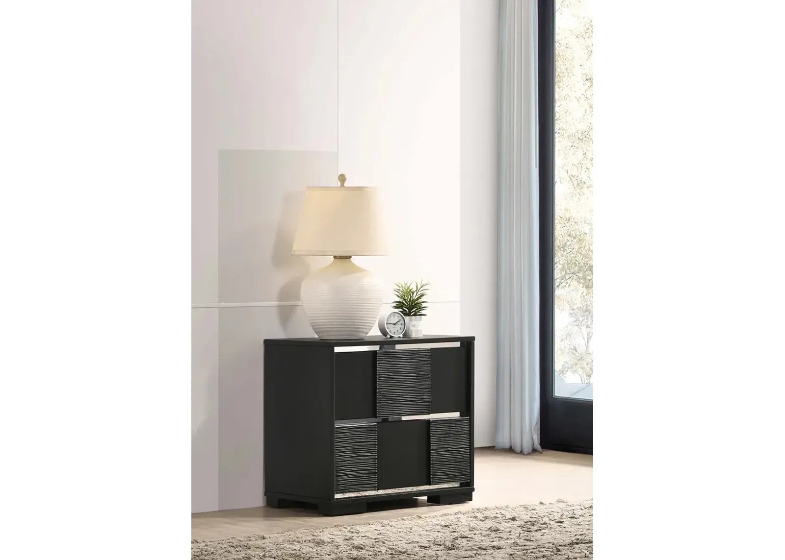 Blacktoft 2-Drawer Nightstand Black