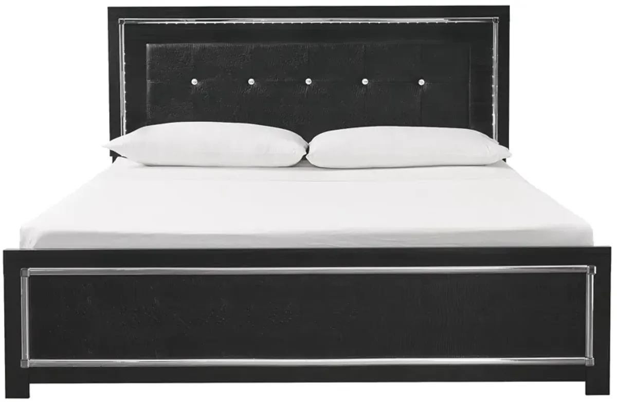 KAYDELL KING UPHOLSTERED PANEL BED BLACK SIGNATURE DESIGN