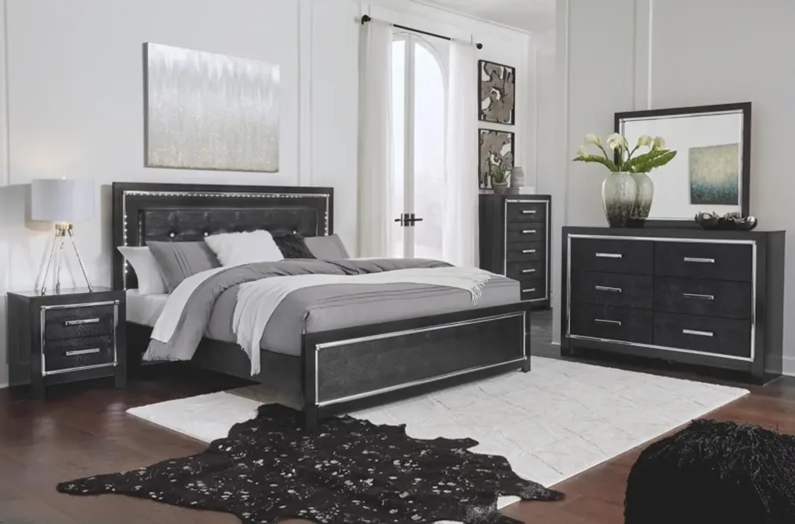 Ashley Kaydell Black King Upholstered Panel Bed